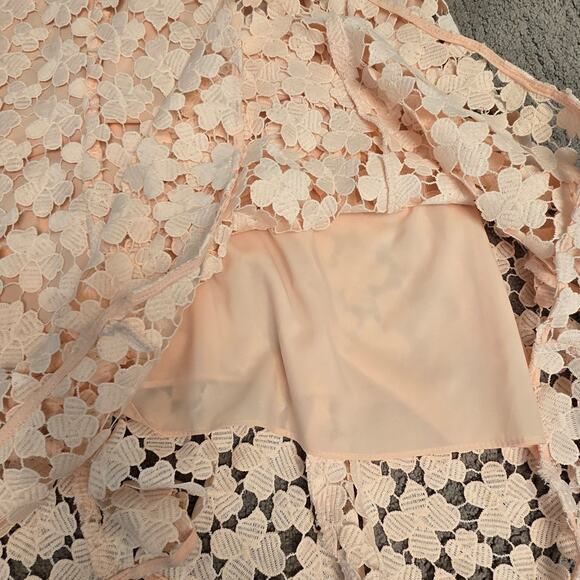 Shoshanna Blush Pink Lace Franklin Midi Dress Strapless Cocktail Formal Gown 6 - Picture 6 of 8